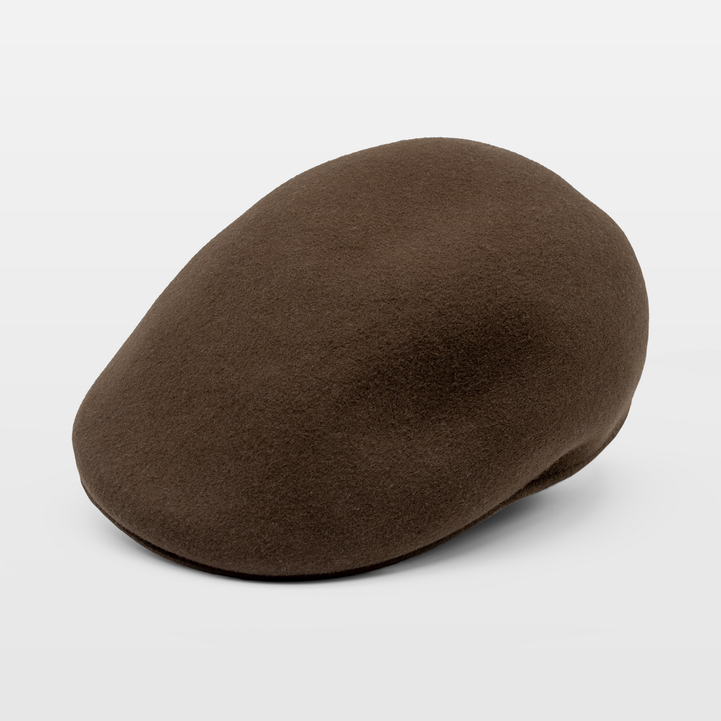 Brown flat cap with a smooth, rounded design