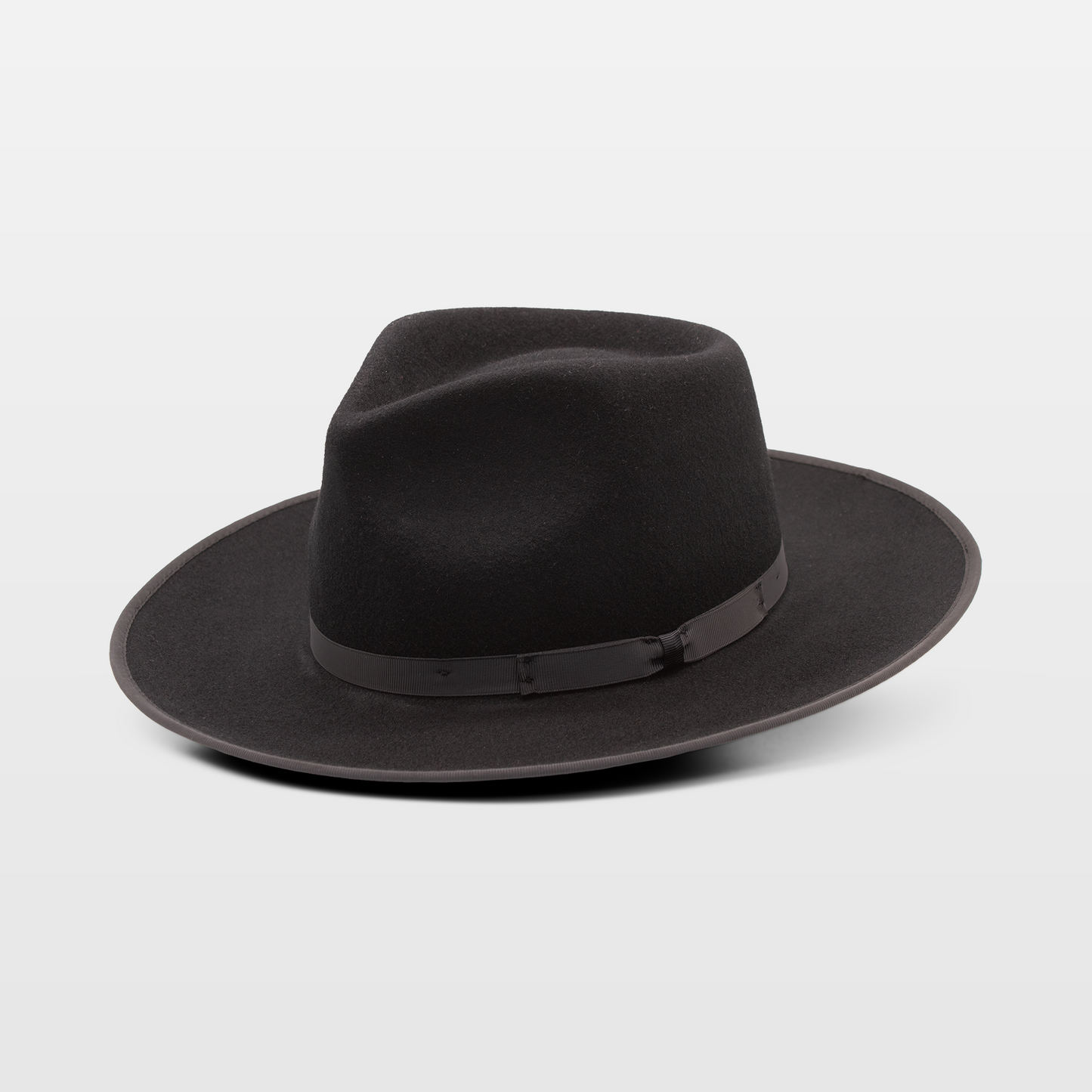 Black wide-brimmed hat with a black band around the crown