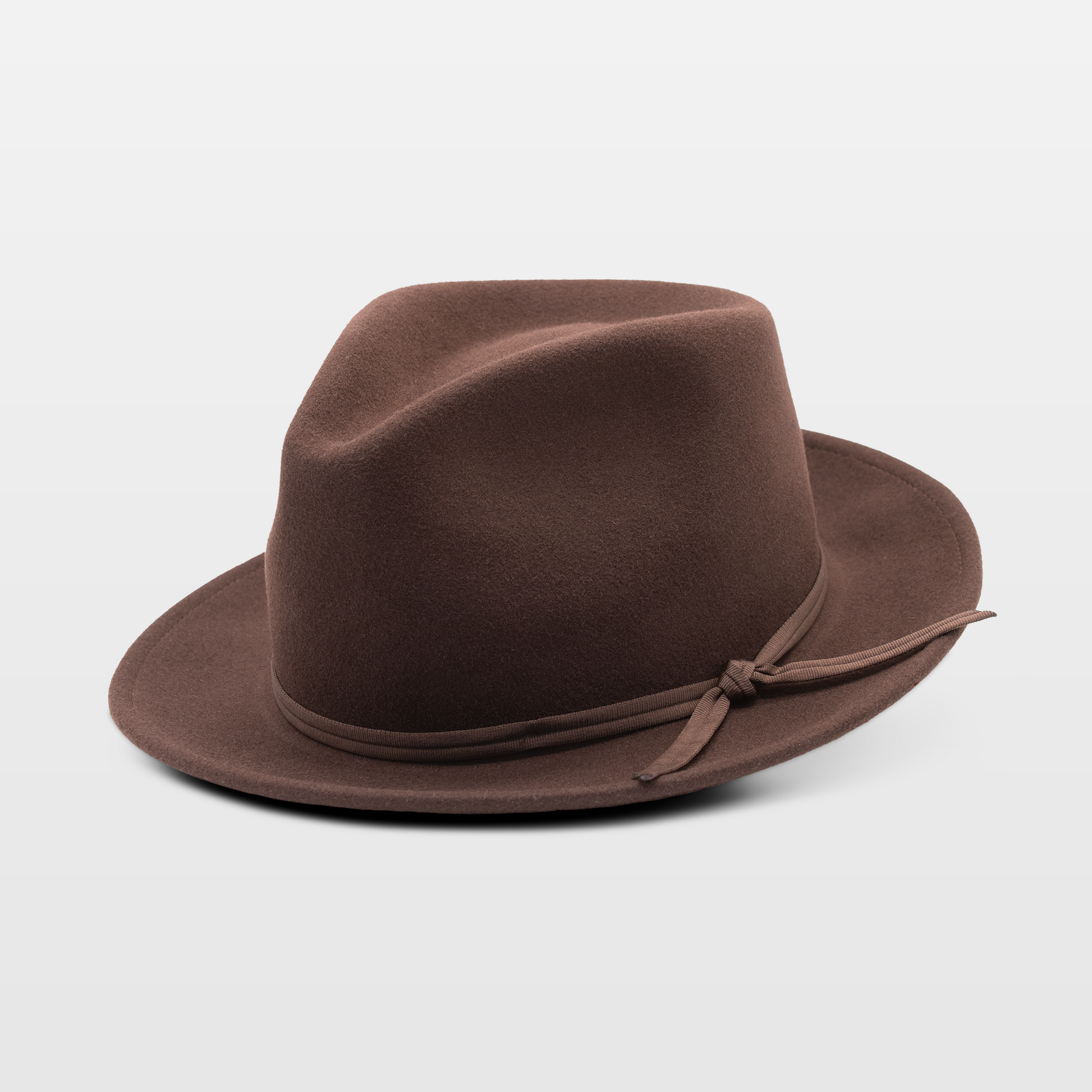 Classic brown fedora with a simple tied band